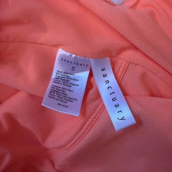 Women's S NWT Sanctuary Neon Orange Textured Stripe One Piece Swimsuit - Picture 7 of 7